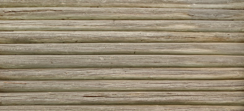 Modern Rustic Natural Log Cabin Wall Facade Wide Background Text