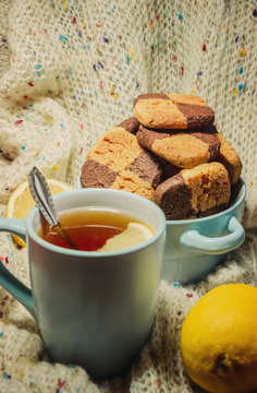 Sable Cookies And Lemon Tea For Breakfast.