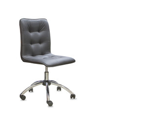 Modern office chair from black leather. Isolated