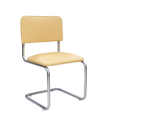 The office chair from beige leather. Isolated