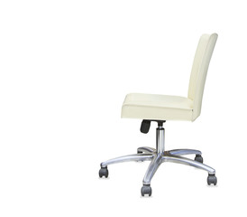 The office chair from beige leather. Isolated