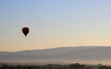 Hot Air Balloon over the beautiful landscape of france