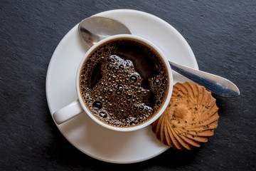 Coffee with cookie  top view