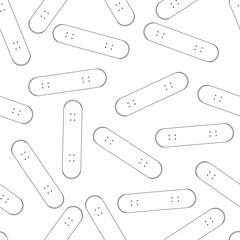 seamless bright pattern white contour cartoon skateboard, for boy and girl