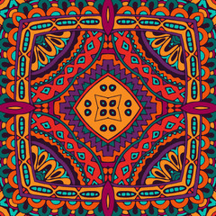 Folk ornamental textile seamless pattern