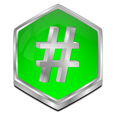 Hashtag Button - 3D illustration
