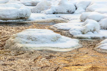 Winter river with snow and ice