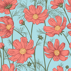 Fototapeta na wymiar Seamless pattern with flowers. Vector illustration.