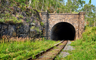 Facade of one of many tunnels on Circum-Baikal Railway