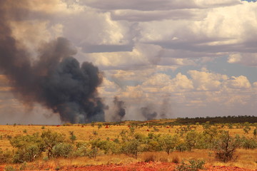 Fototapeta na wymiar Bushfire raging in Australian outback