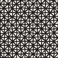 Wavy Hand Drawn Lines Triangles Grid. Vector Seamless Black and White Pattern.