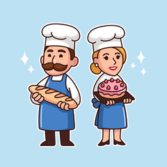 Cartoon bakers couple