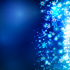 Abstract winter background. Snowflakes on a dark background