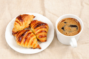 Fresh homemade unfilled croissants for breakfast