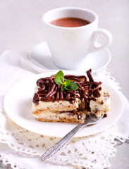 Cream and chocolate and biscuit  dessert