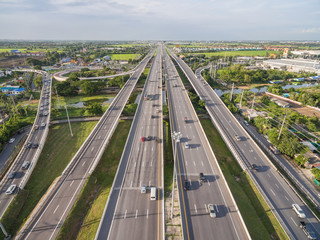 Obraz premium Aerial view of expressway in bangkok city thailand