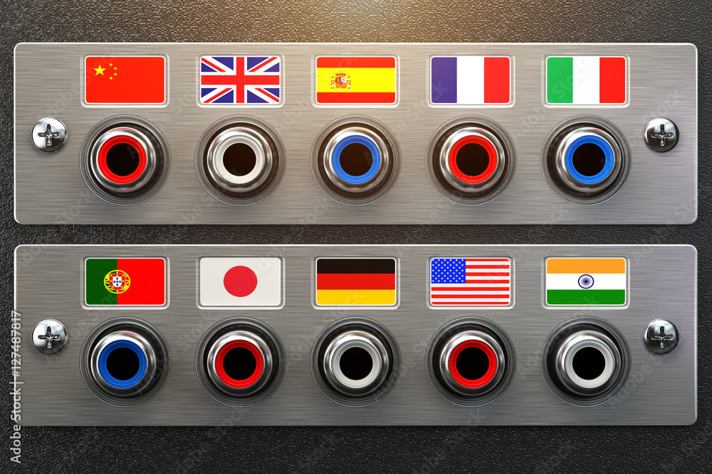 Poster select language. learning, translate languages or audio guide co