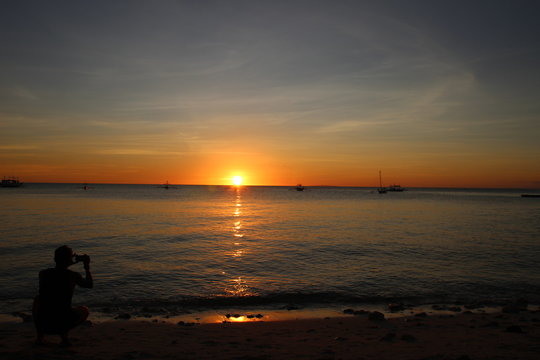 Foto vom Foto bei Sonnenuntergang