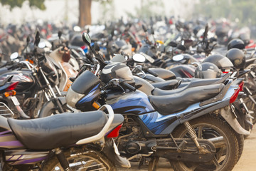 Obraz premium India motorcycle parking