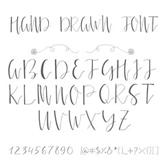 Hand drawn creative font. Unique lettering. Vector illustration