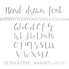 Hand drawn creative font. Unique lettering. Vector illustration