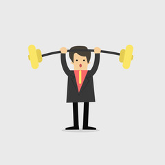 Businessman with Weight lifting Business concept, vector illustrator