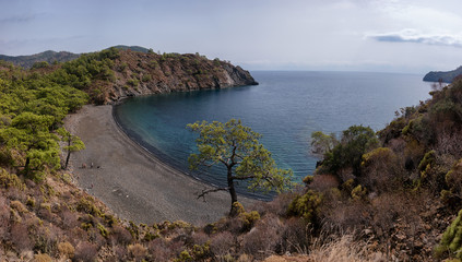 Secluded small bay in the Turkish Mediterranean Sea, Turkey, Eur