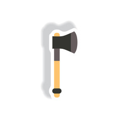 stylish icon in paper sticker style steel ax