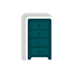 stylish icon in paper sticker style office chest of drawers