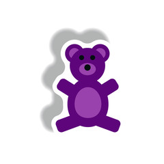 stylish icon in paper sticker style toy bear