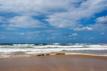 Fototapeta na wymiar Tel Aviv, Israel beach in stormy weather.