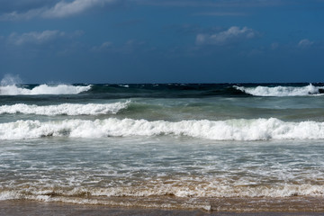 Fototapeta na wymiar Tel Aviv, Israel beach in stormy weather.