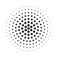 Abstract dotted background. Halftone effect illustration. Black Jewish stars on white background.