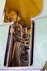 Controls of a steam locomotive, boiler and gauges