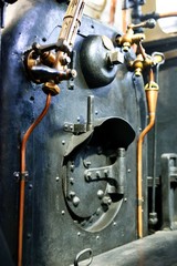 Steam locomotive boiler closeup, old