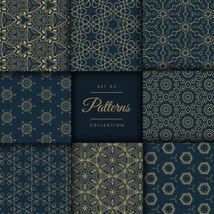 abstract dark patterns pack in floral style in gold color