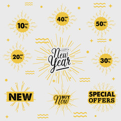 Fototapeta premium Happy new year Sale. Drawn lettering. Vector typography. Usable for cards and posters, sale banners, billboards and sale signs.vector illustrator