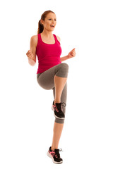 success - woman gesturing victory with her hands raised in the a