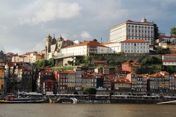 View to old town of Porto and Palacio da Bolsa
