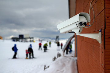 surveillance camera in mountains ski resort