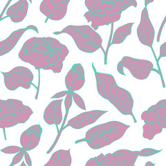Floral seamless vector pattern with peony flower.