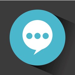 speech bubble icon inside blue circle over black background. vector illustration