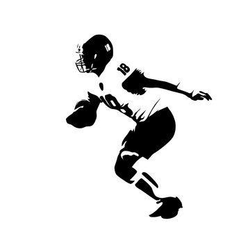 Running american football player, abstract vector silhouette