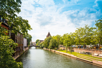 Naklejka premium Traditional Street view of Nuremberg Cityscape, It is the second