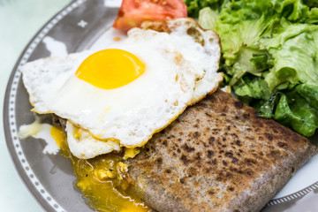 Homemade french buckwheat galette with egg