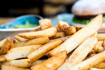 Golden French fries potatoes ready to be eaten