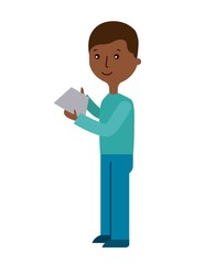 cartoon man with casual clothes over white background. vector illlustration