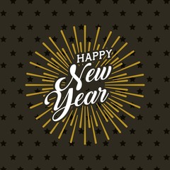 Happy new year card over stars background. colorful design. vector illustration