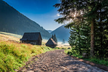 Obraz premium Stunning valley in Tatra Mountains at sunrise in Poland