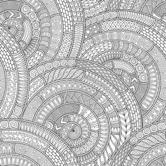 Hand-drawn seamless pattern of abstract geometric elements.